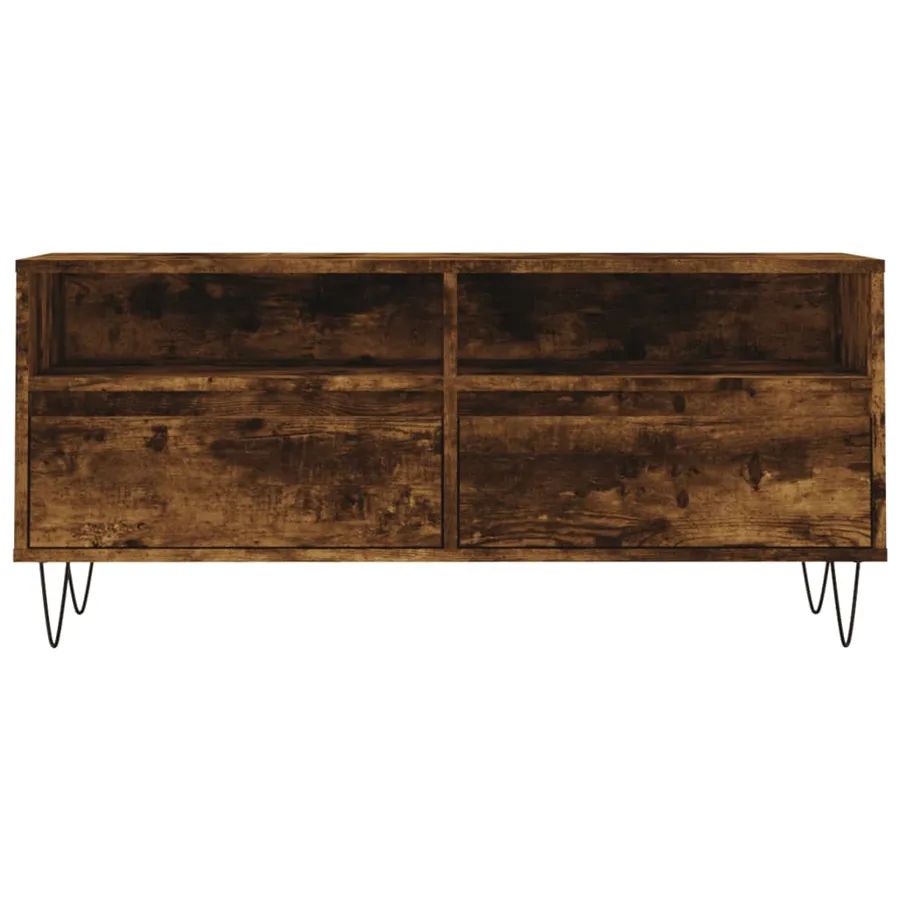 Meuble TV chêne fumé 100x34,5x44,5 cm bois d'ingénierie - 5