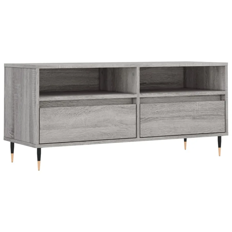Meuble TV sonoma gris 100x34,5x44,5 cm bois d'ingénierie - 2