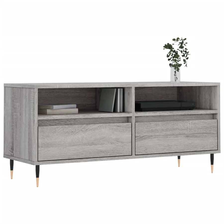 Meuble TV sonoma gris 100x34,5x44,5 cm bois d'ingénierie - 3