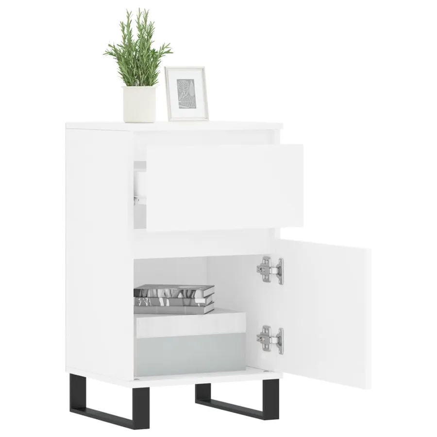 Buffet blanc 40x35x70 cm bois d’ingénierie - 4