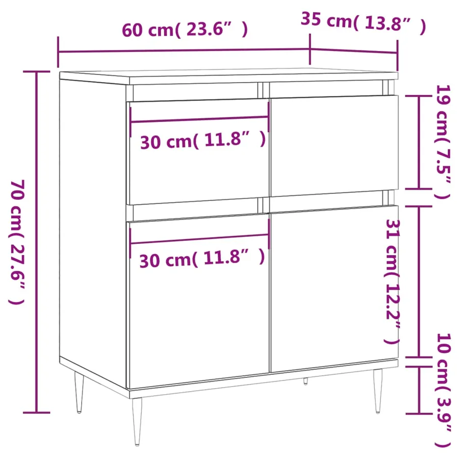 Buffet Chêne sonoma 60x35x70 cm Bois d'ingénierie - 11