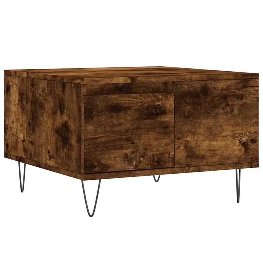 Table basse chêne fumé 55x55x36,5 cm bois d'ingénierie - 2