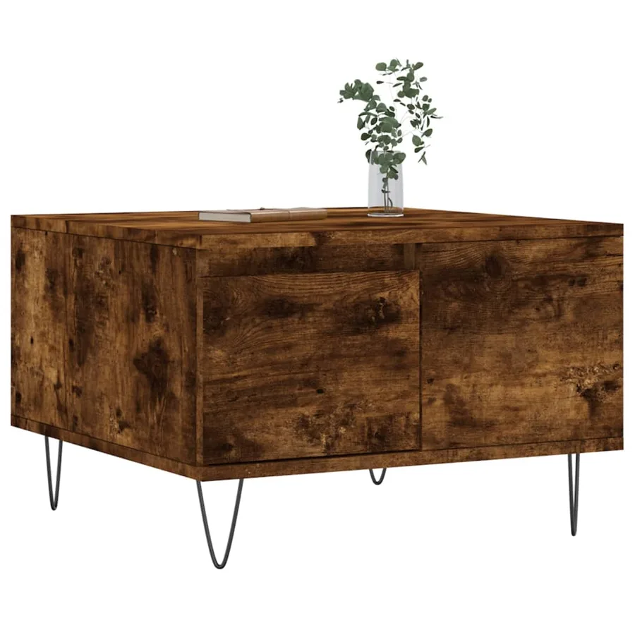 Table basse chêne fumé 55x55x36,5 cm bois d'ingénierie - 3