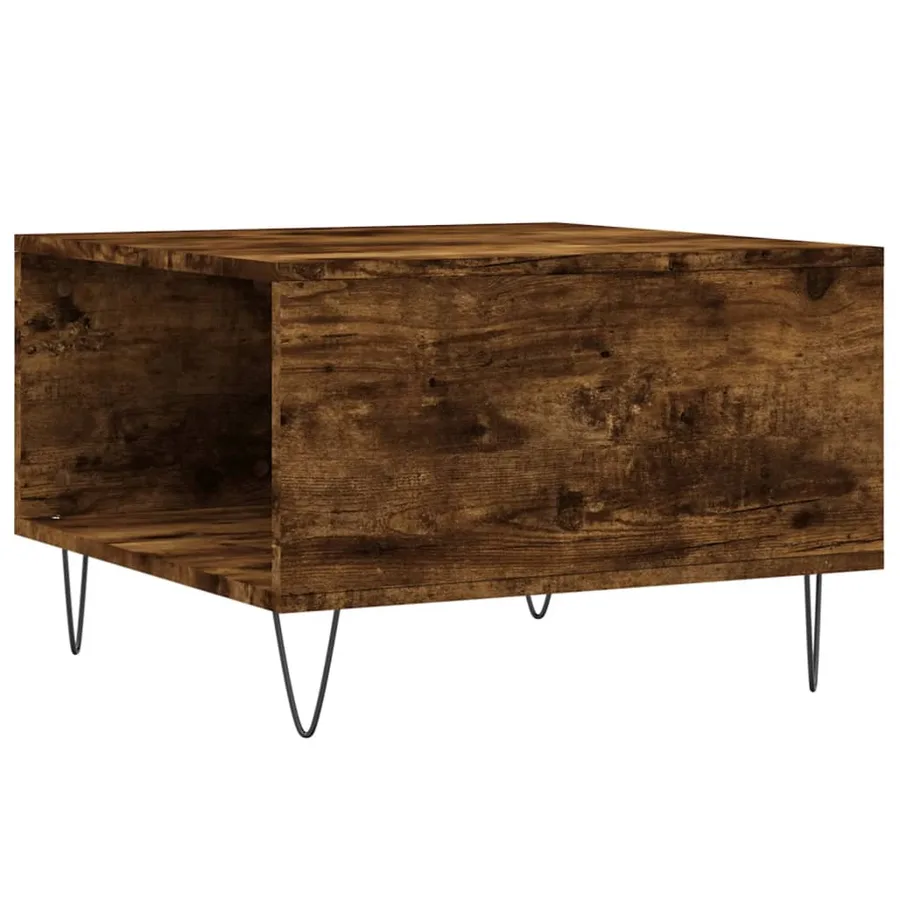 Table basse chêne fumé 55x55x36,5 cm bois d'ingénierie - 8