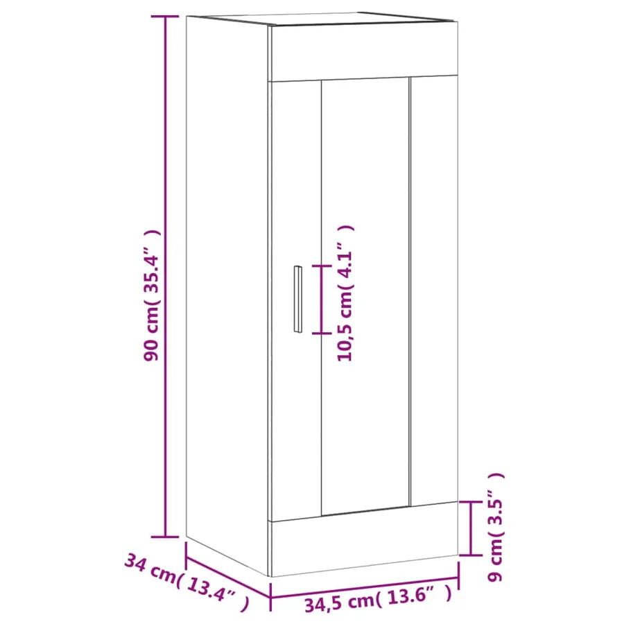 Armoire murale gris béton 34,5x34x90 cm bois d'ingénierie - 14
