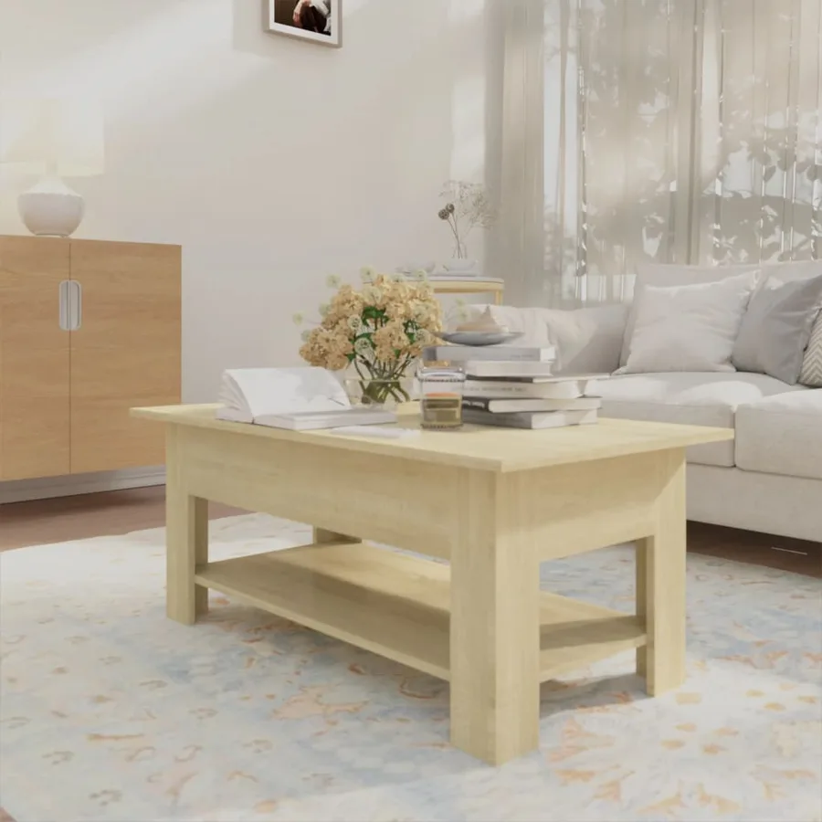 Table basse chêne sonoma 102x55x42 cm bois d'ingénierie - 3