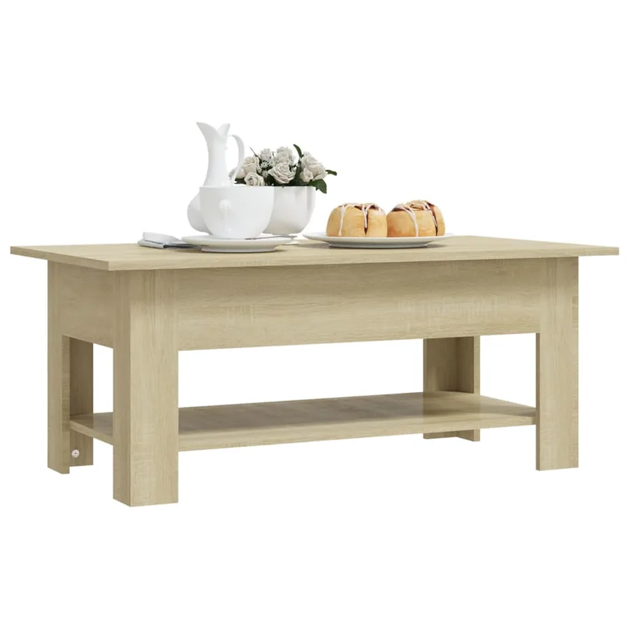 Table basse chêne sonoma 102x55x42 cm bois d'ingénierie - 6