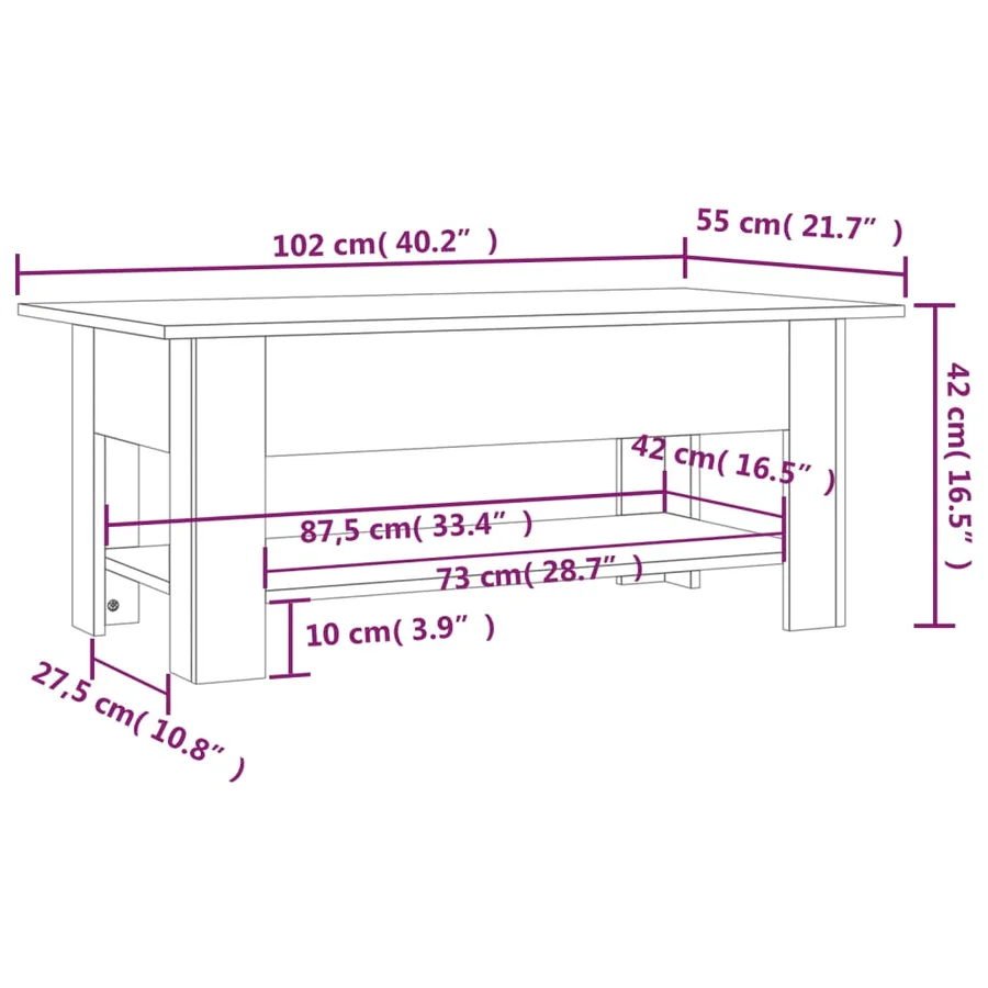 Table basse chêne sonoma 102x55x42 cm bois d'ingénierie - 7
