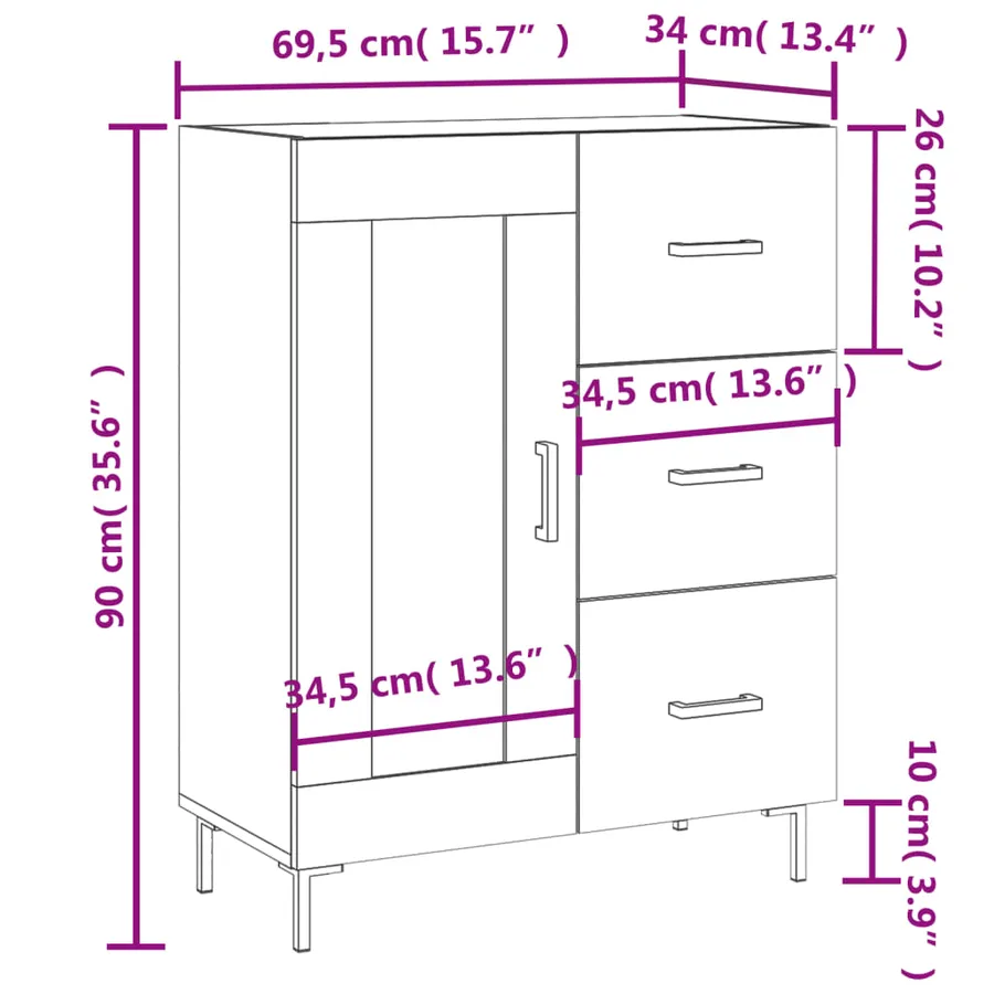 Buffet sonoma gris 69,5x34x90 cm bois d'ingénierie - 14