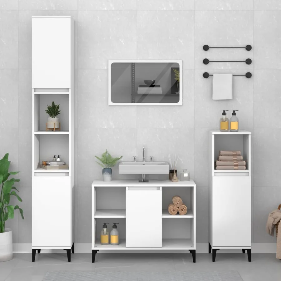 Meuble d'évier blanc 80x33x60 cm bois d'ingénierie