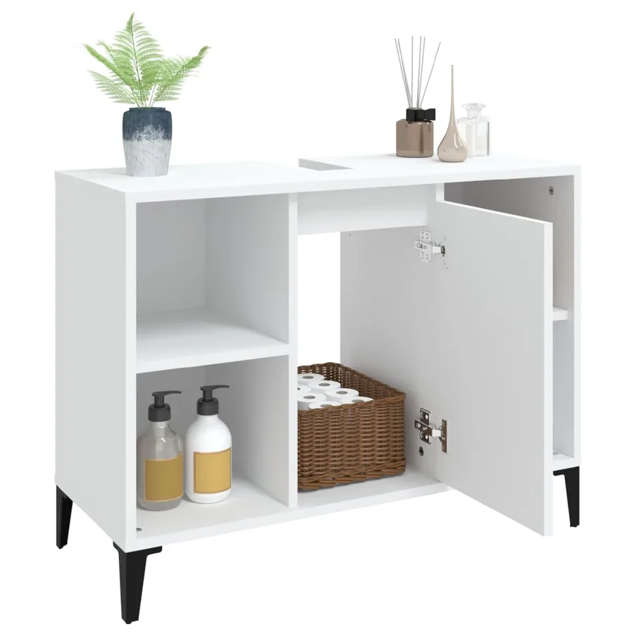 Meuble d'évier blanc 80x33x60 cm bois d'ingénierie - 5