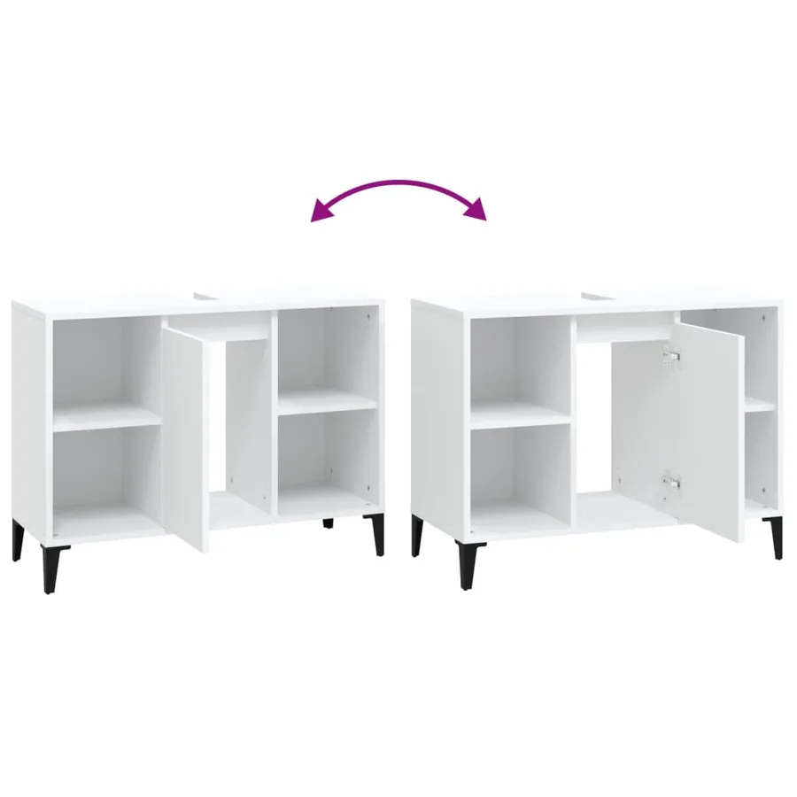 Meuble d'évier blanc 80x33x60 cm bois d'ingénierie - 9