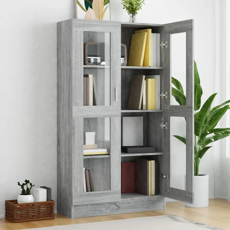 Armoire à vitrine Sonoma gris 82,5x30,5x150cm Bois d'ingénierie - 3