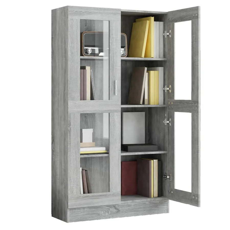 Armoire à vitrine Sonoma gris 82,5x30,5x150cm Bois d'ingénierie - 7
