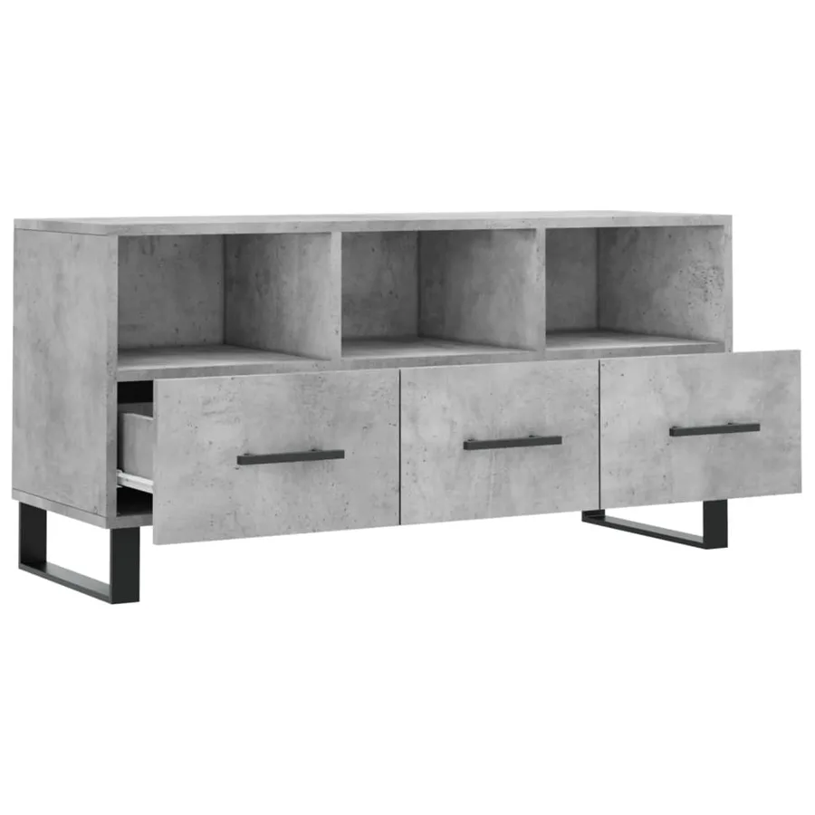 Meuble TV gris béton 102x36x50 cm bois d'ingénierie - 6