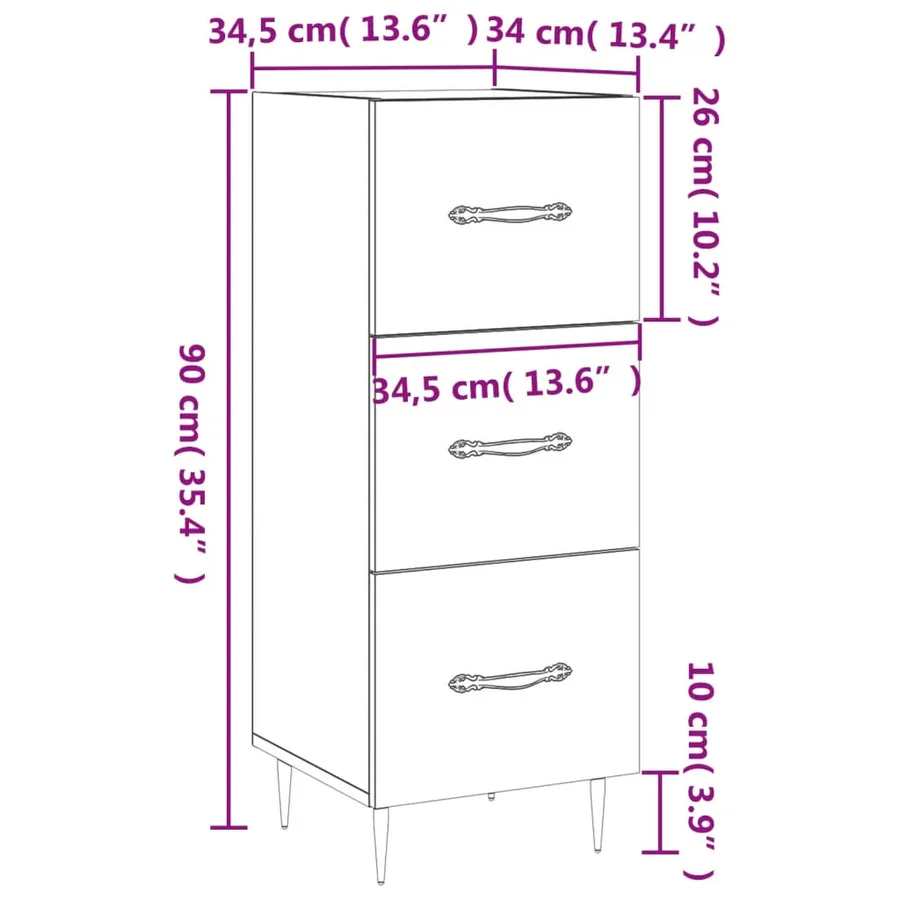 Buffet Sonoma gris 34,5x34x90 cm Bois d'ingénierie - 12