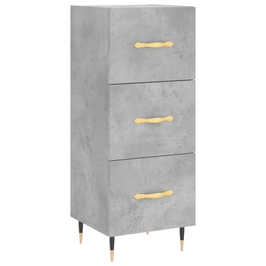 Buffet Gris béton 34,5x34x90 cm Bois d'ingénierie - 2