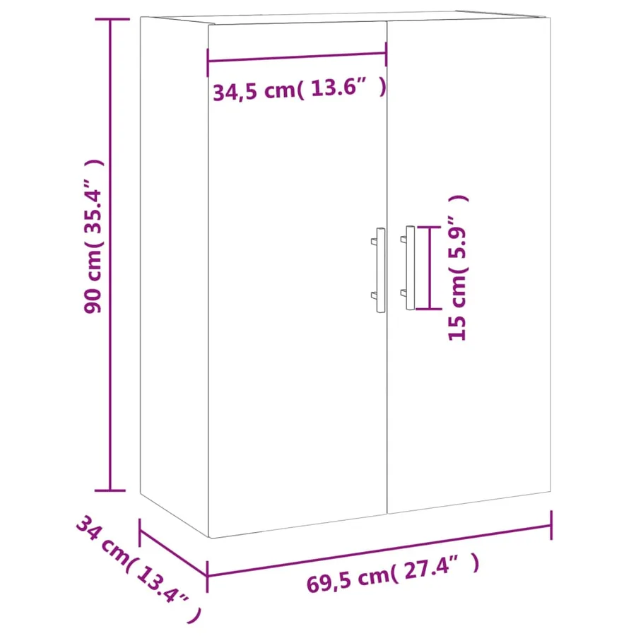 Armoire murale gris béton 69,5x34x90 cm - 13
