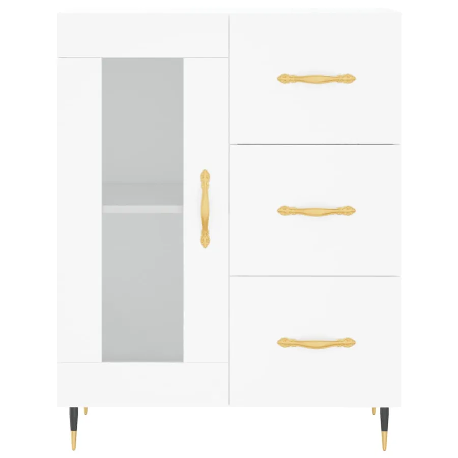 Buffet blanc 69,5x34x90 cm bois d'ingénierie - 5