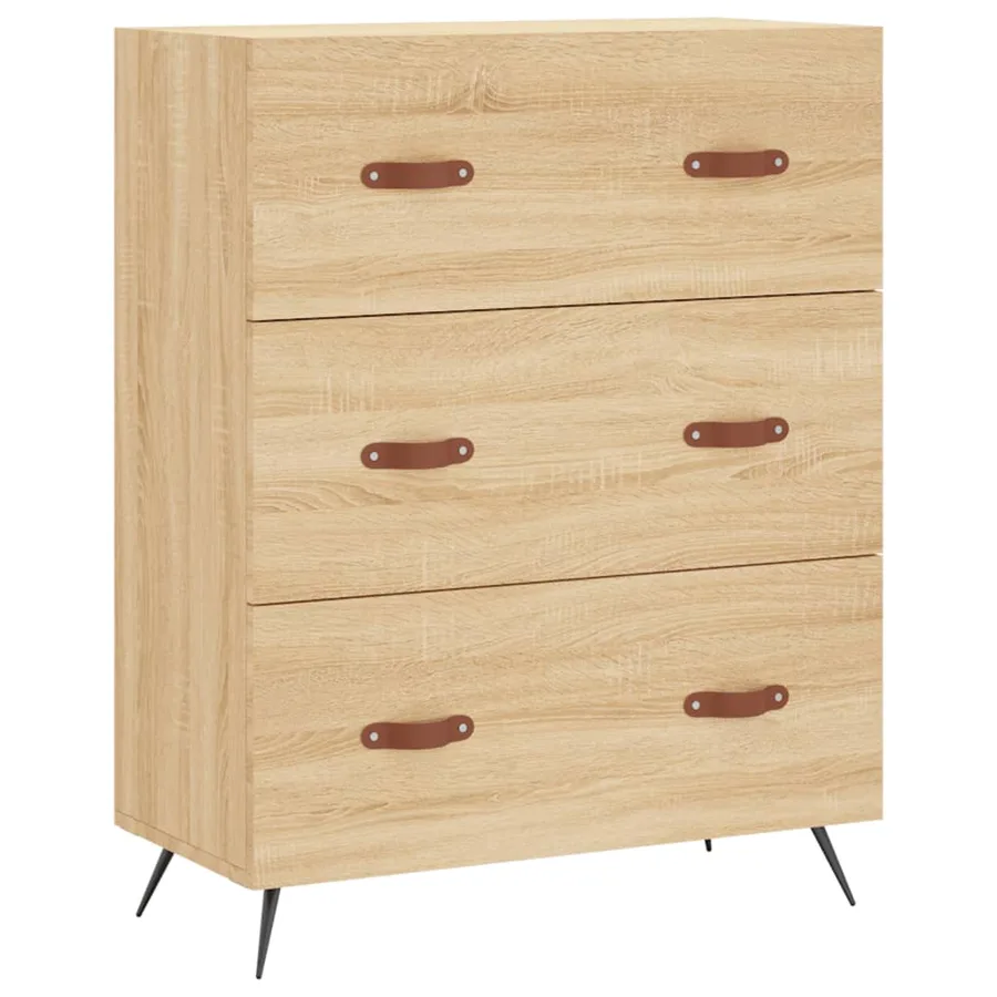Commode chêne sonoma 69,5 x 34 x 90 cm bois d'ingénierie - 2