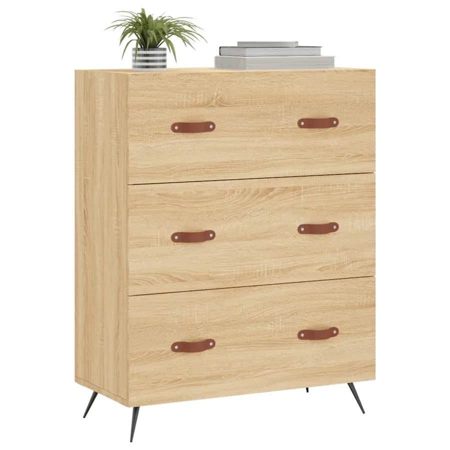 Commode chêne sonoma 69,5 x 34 x 90 cm bois d'ingénierie - 3