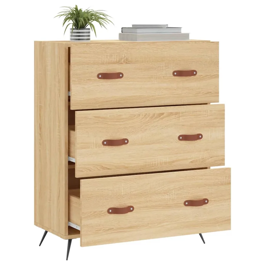 Commode chêne sonoma 69,5 x 34 x 90 cm bois d'ingénierie - 4