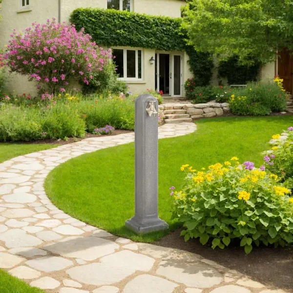 Réservoir de jardin avec robinet Gris clair Aspect de pierre