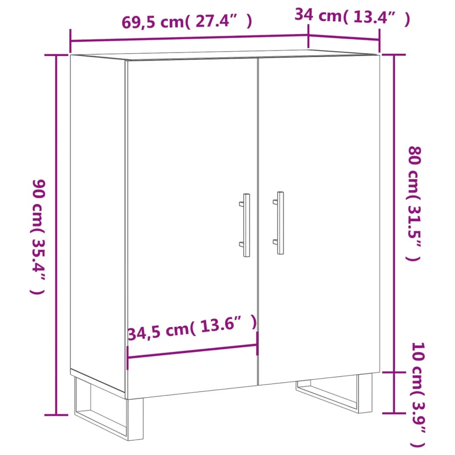 Buffet gris béton 69,5x34x90 cm bois d'ingénierie - 12