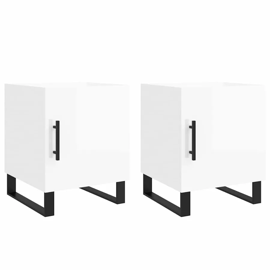 Tables de chevet 2 pcs blanc brillant 40x40x50 cm - 2