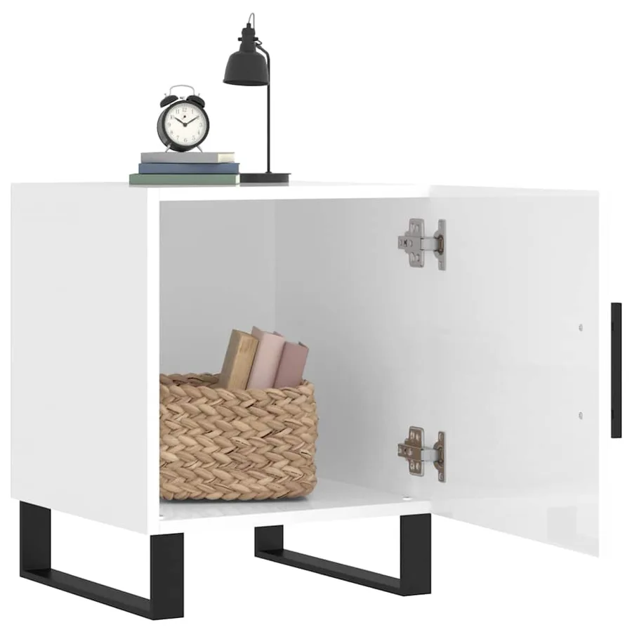 Tables de chevet 2 pcs blanc brillant 40x40x50 cm - 3