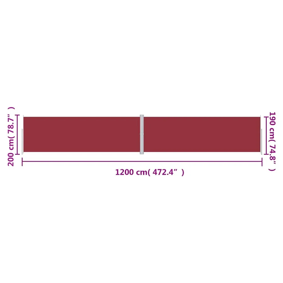 Auvent latéral rétractable Rouge 200x1200 cm - 8