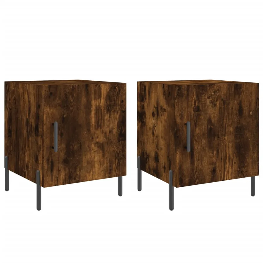 Tables de chevet 2 pcs chêne fumé 40x40x50 cm bois d'ingénierie - 2