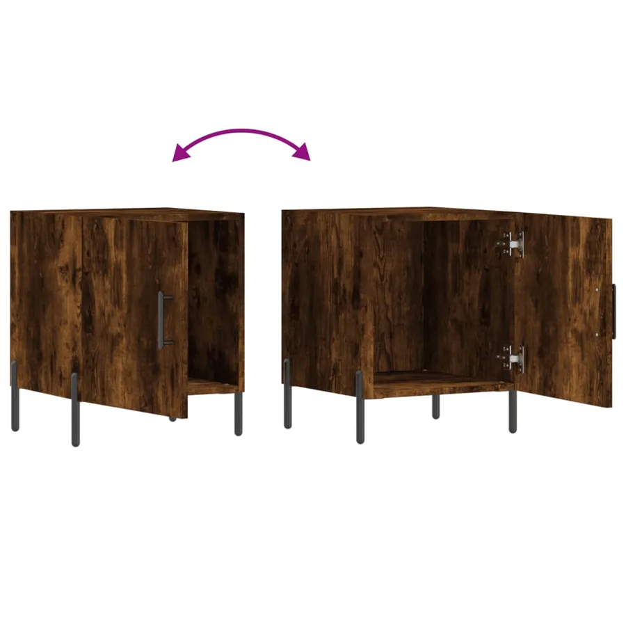 Tables de chevet 2 pcs chêne fumé 40x40x50 cm bois d'ingénierie - 9
