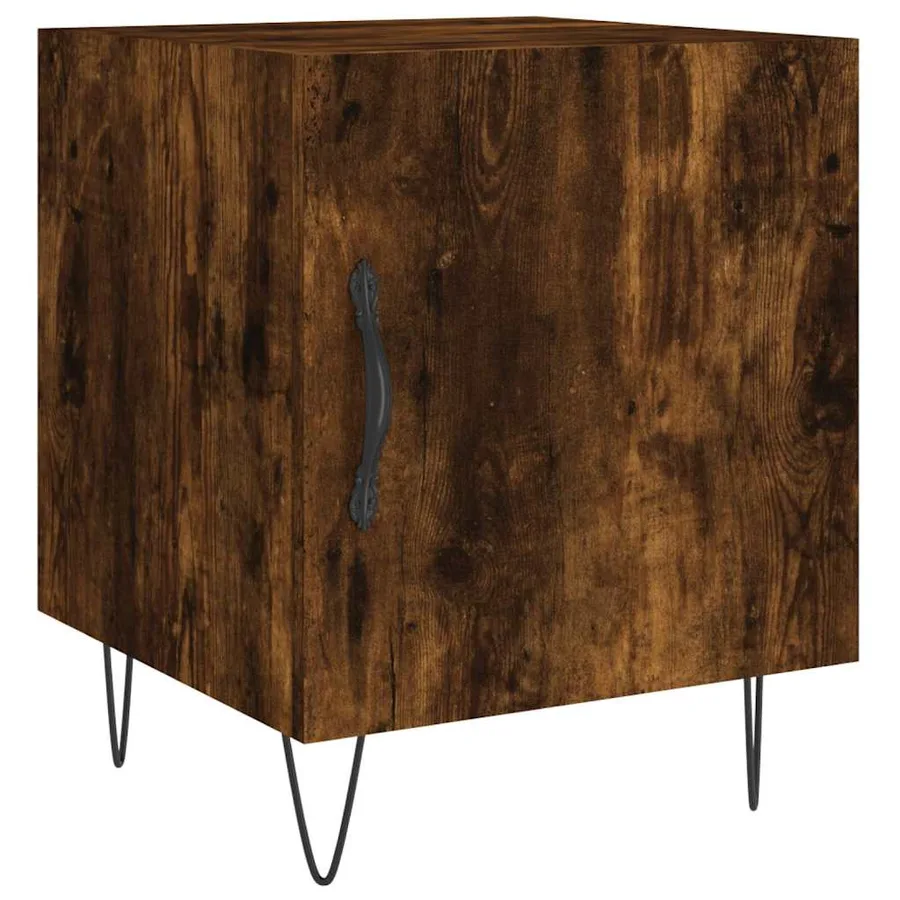 Table de chevet chêne fumé 40x40x50 cm bois d'ingénierie - 2