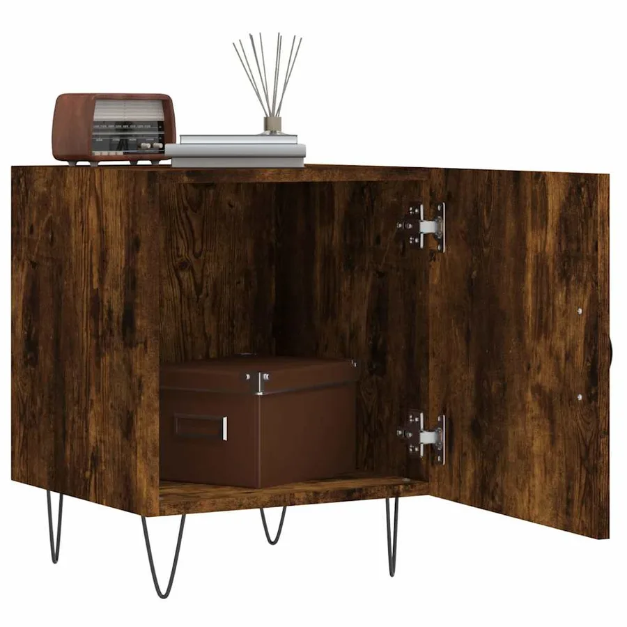 Table de chevet chêne fumé 40x40x50 cm bois d'ingénierie - 3