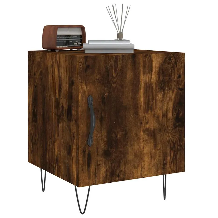 Table de chevet chêne fumé 40x40x50 cm bois d'ingénierie - 4