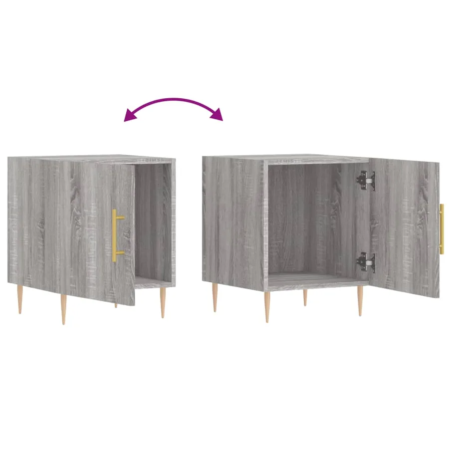 Tables de chevet 2 pcs sonoma gris 40x40x50cm bois d'ingénierie - 9