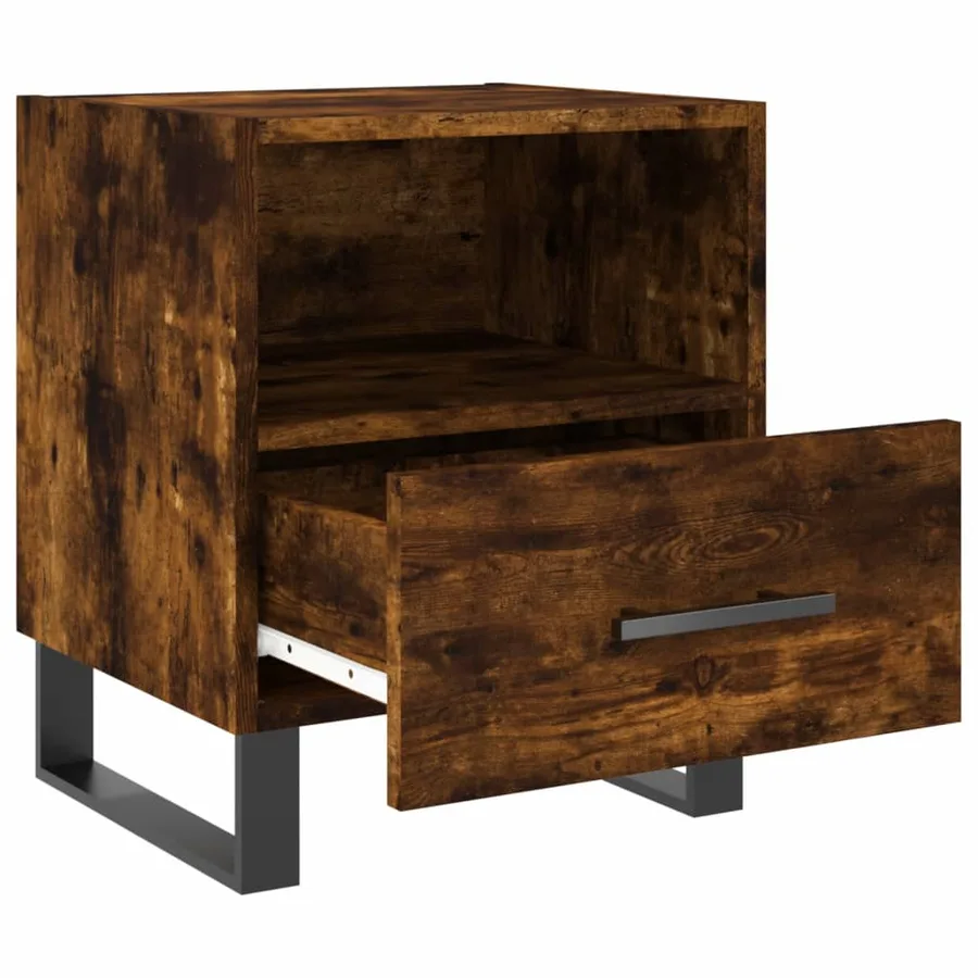 Table de chevet chêne fumé 40x35x47,5 cm bois d’ingénierie - 3