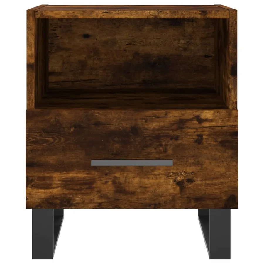 Table de chevet chêne fumé 40x35x47,5 cm bois d’ingénierie - 4