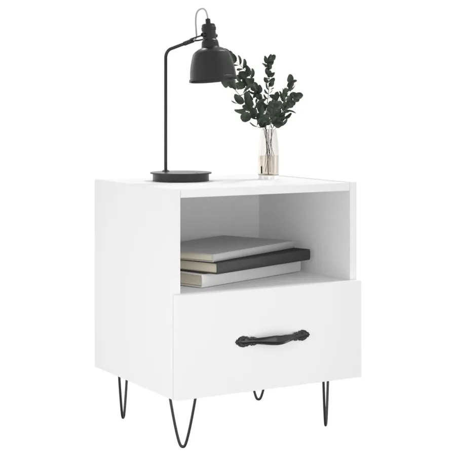 Tables de chevet 2 pcs blanc 40x35x47,5 cm bois d’ingénierie - 4