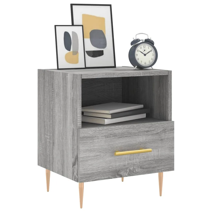 Table de chevet sonoma gris 40x35x47,5 cm bois d’ingénierie - 8