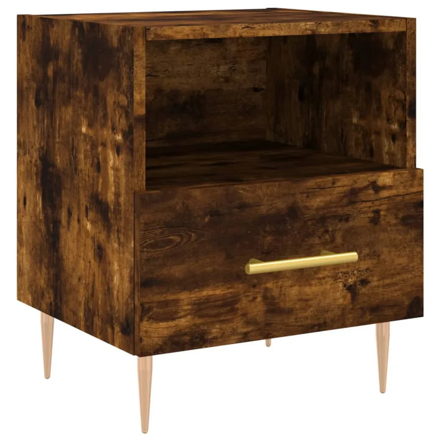 Table de chevet chêne fumé 40x35x47,5 cm bois d’ingénierie - 2