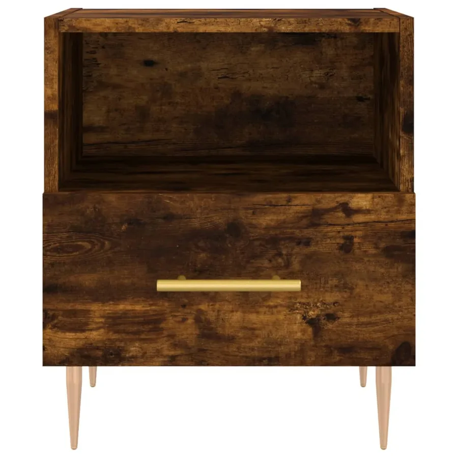 Table de chevet chêne fumé 40x35x47,5 cm bois d’ingénierie - 4