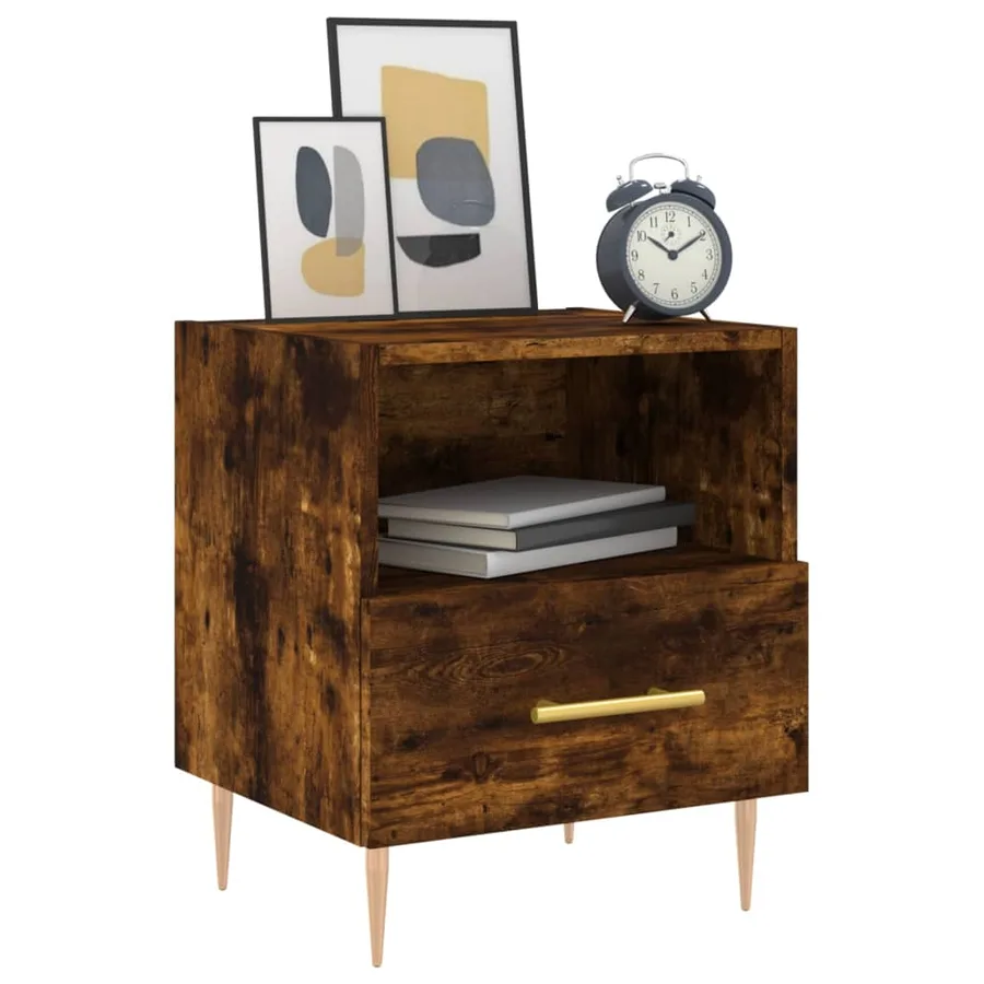 Table de chevet chêne fumé 40x35x47,5 cm bois d’ingénierie - 8