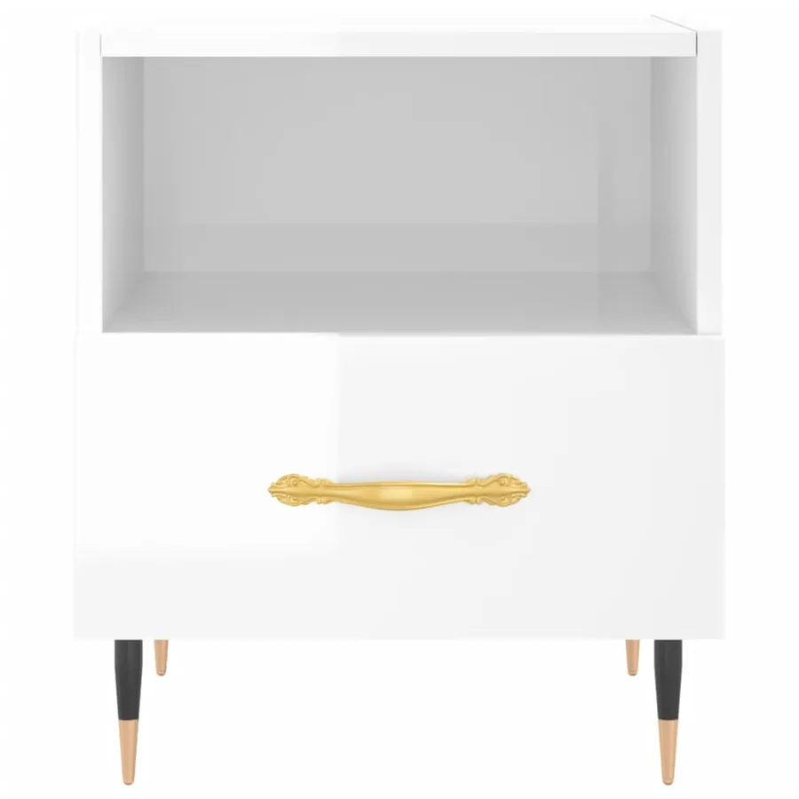 Table de chevet blanc brillant 40x35x47,5 cm bois d’ingénierie - 4