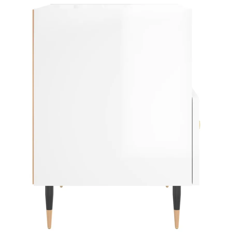 Table de chevet blanc brillant 40x35x47,5 cm bois d’ingénierie - 5