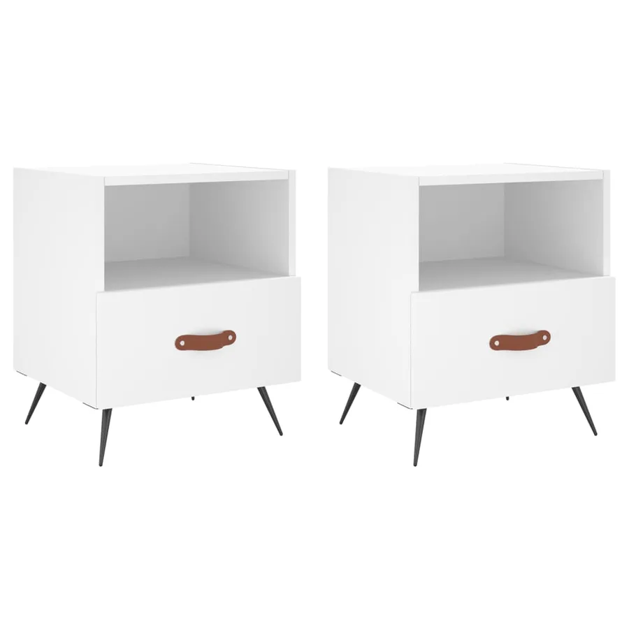 Tables de chevet 2 pcs blanc 40x35x47,5 cm bois d’ingénierie - 2