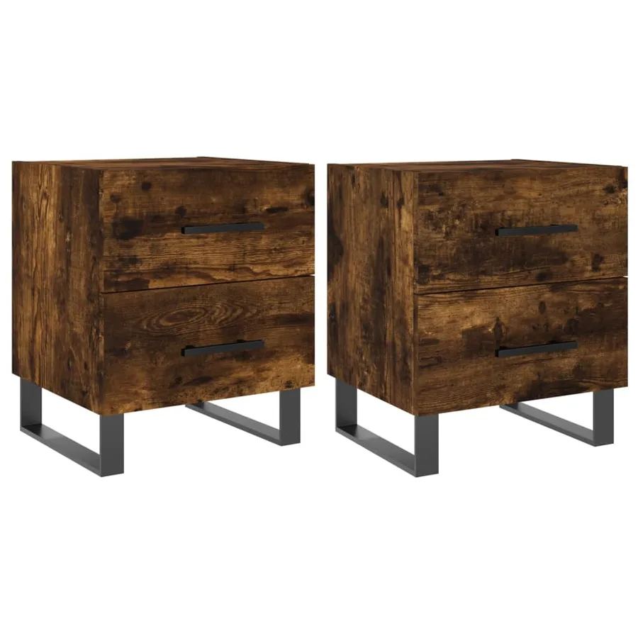 Tables de chevet 2pcs chêne fumé 40x35x47,5cm bois d’ingénierie - 2