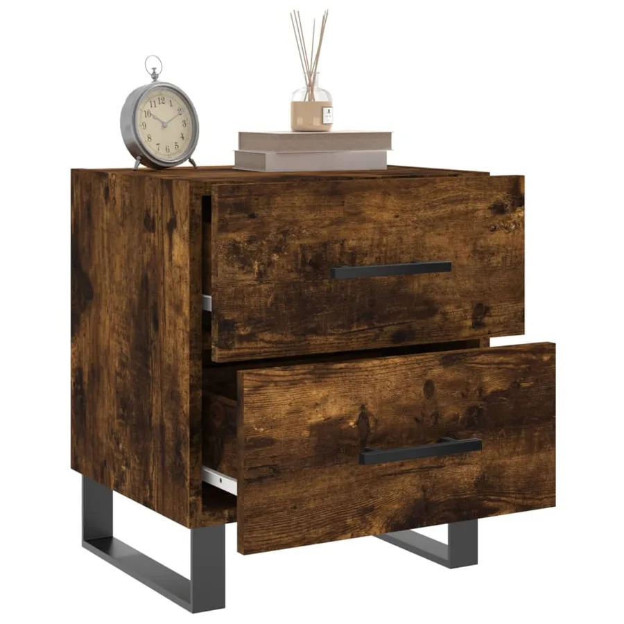 Tables de chevet 2pcs chêne fumé 40x35x47,5cm bois d’ingénierie - 4