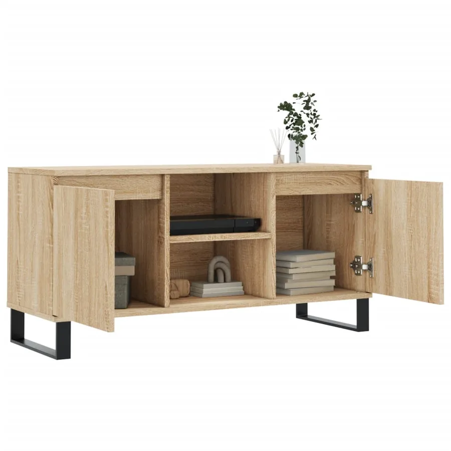Meuble TV chêne sonoma 104x35x50 cm bois d'ingénierie - 4